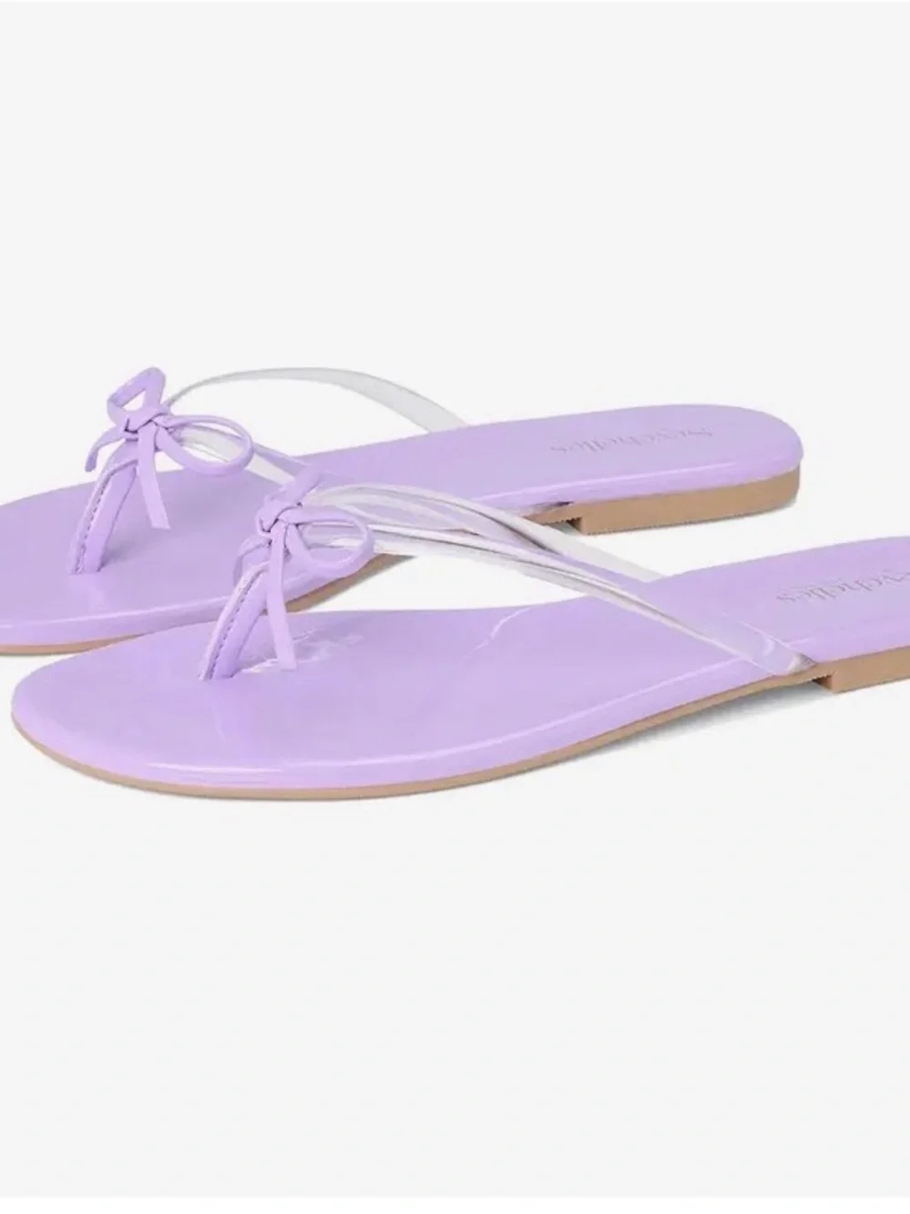 NWOT Seychelles 10 Wish Lost II Patent Bow Thong Sandals Flip Flops Clear Jelly - Picture 2 of 9